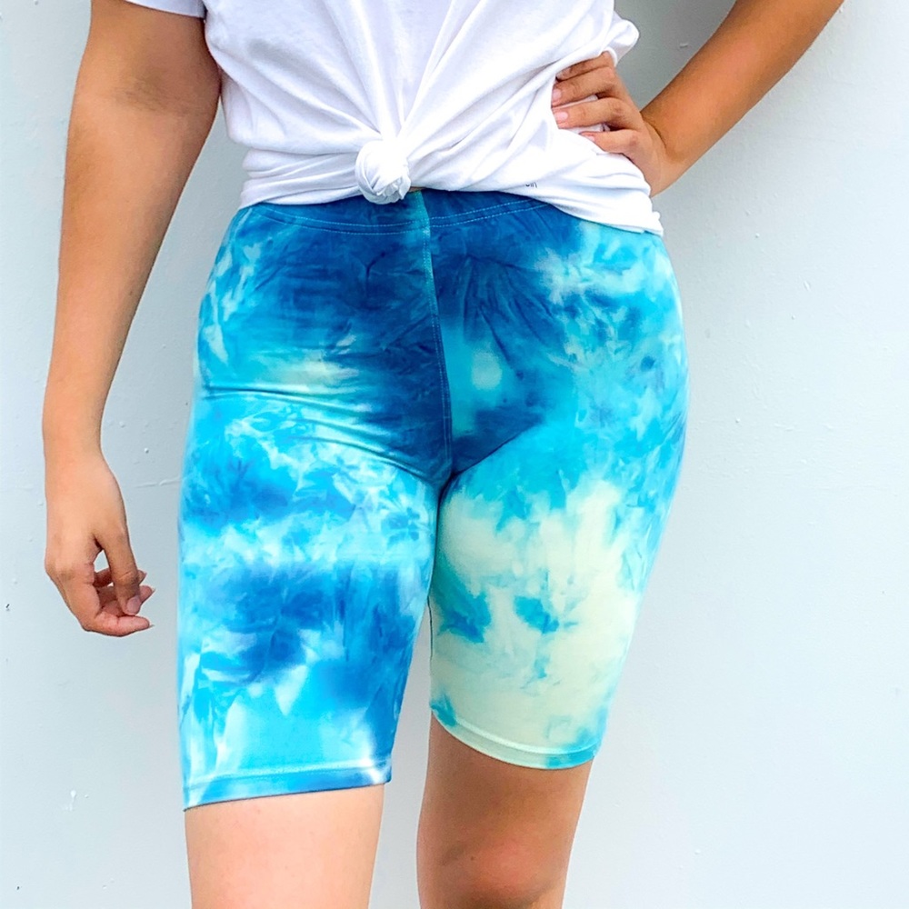 Boujee Blue Tie Dye Biker Shorts